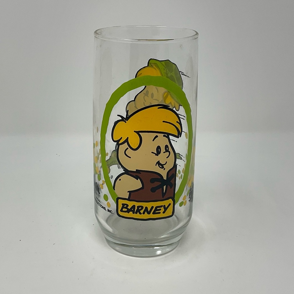 VINTAGE THE FLINTSTONES BARNEY PIZZA HUT 1986 GLASS
